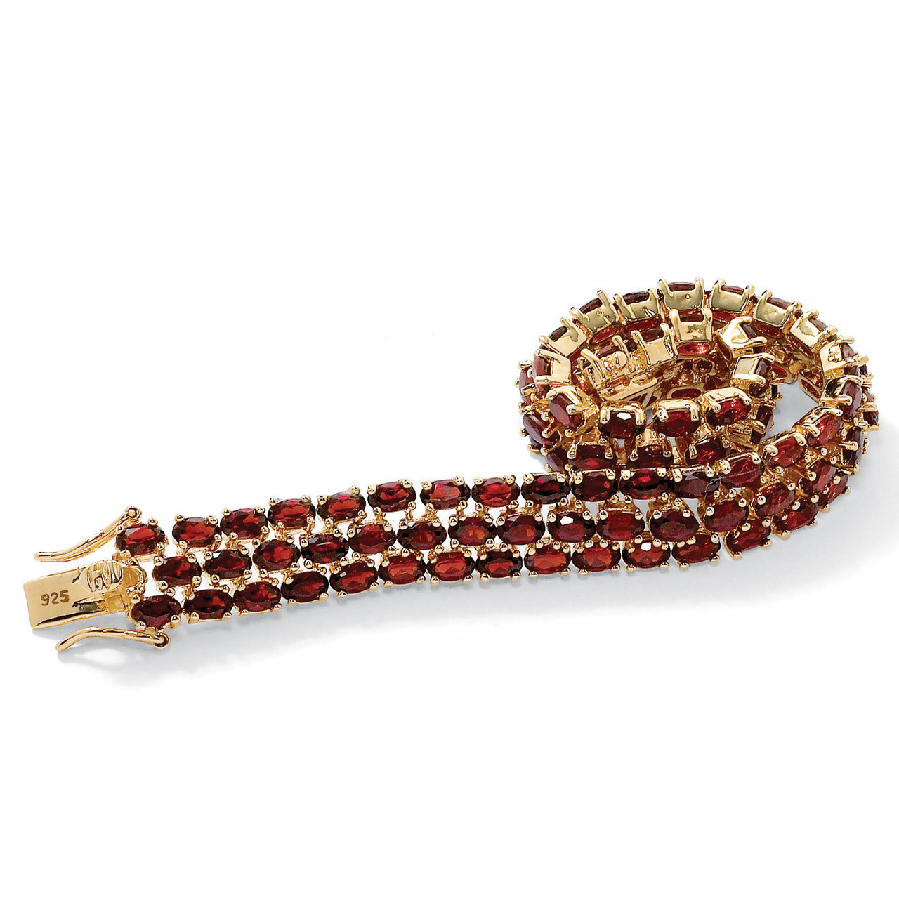 14k Yellow Gold Genuine Garnet Bracelet