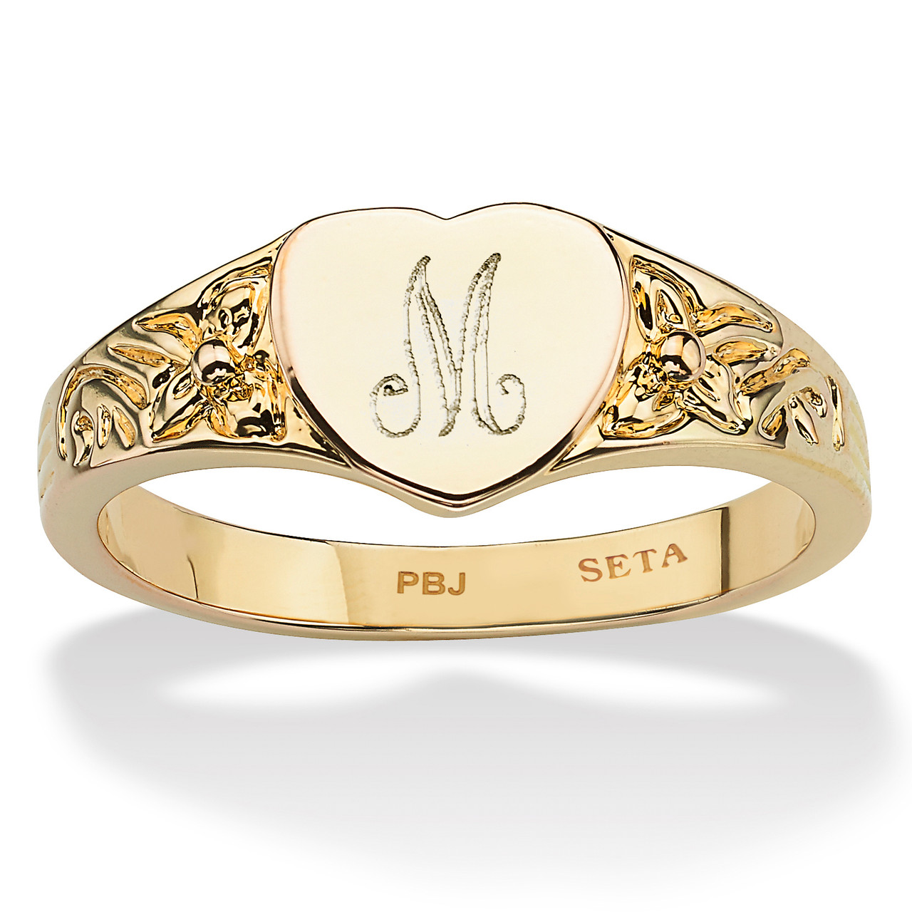 heart shaped initial ring