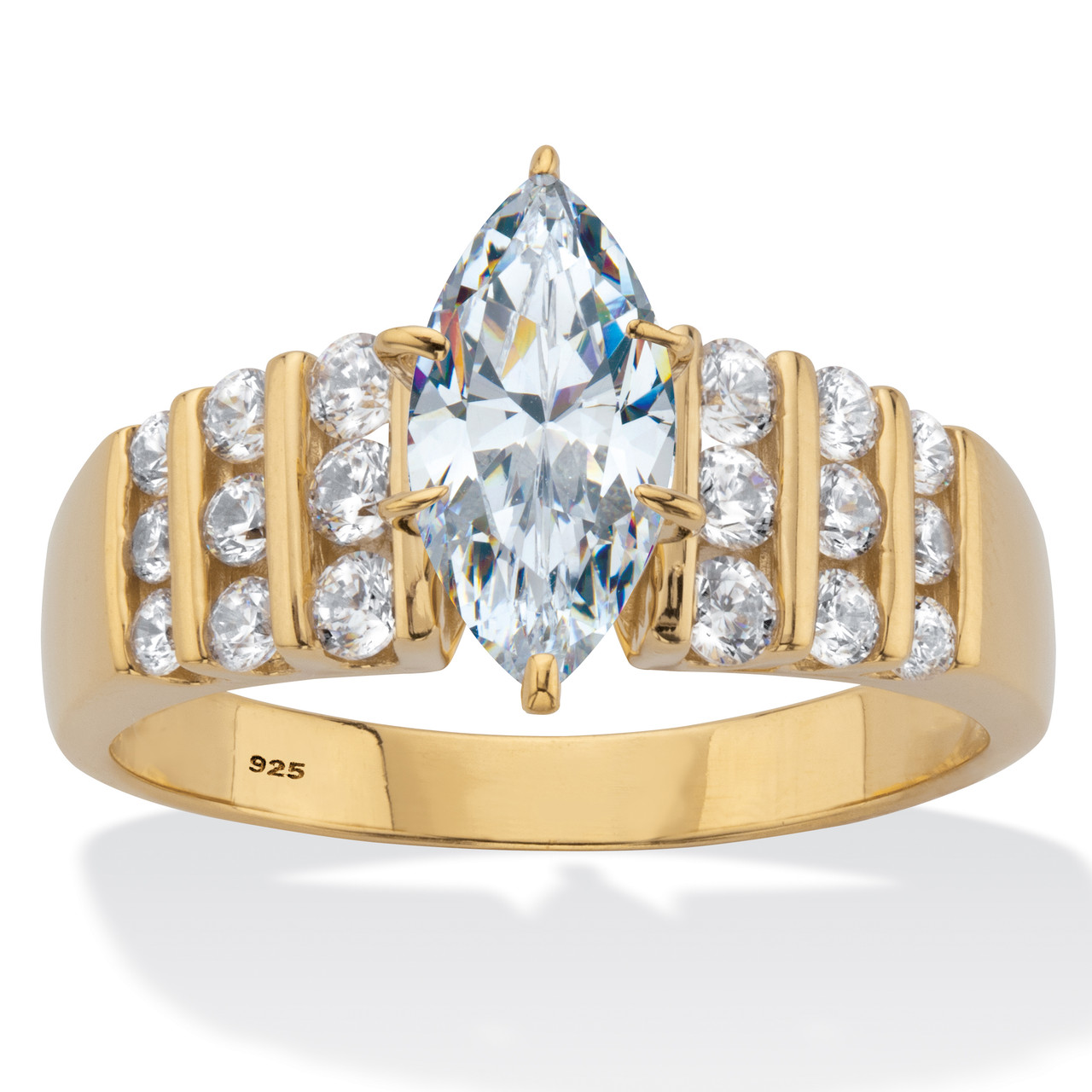 Marquise Cut Cubic Zirconia Engagement Ring 2.85 TCW 14K Gold Plated ...