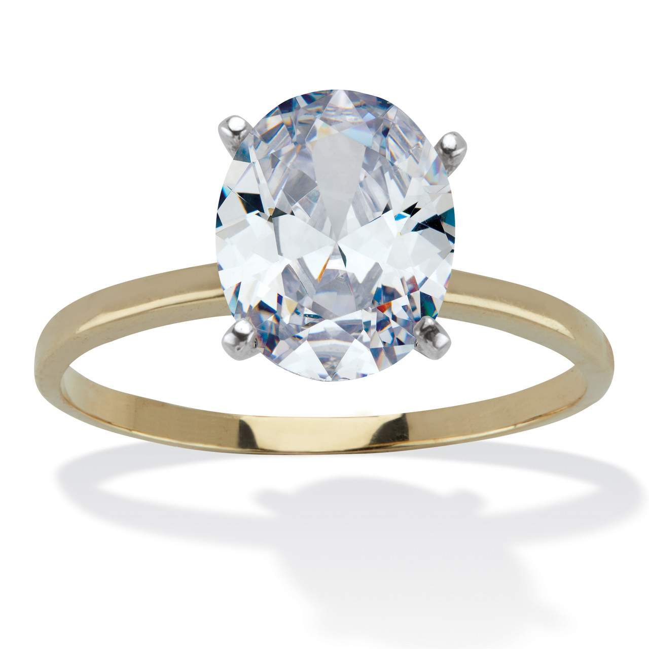 TCW Oval Solitaire Cubic Zirconia 10k Yellow Gold Engagement