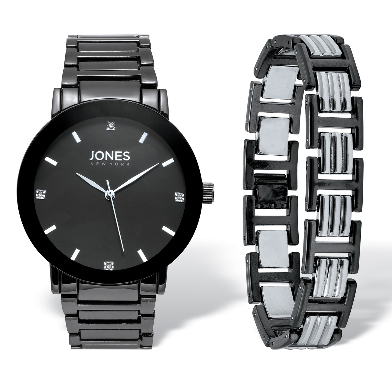 Men's Black Metal Water Resistant 42mm Watch And Black Ion-Plated