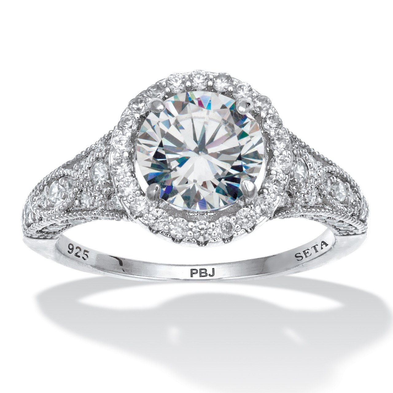 2.86 TCW PlatinumPlated Sterling Silver Round Cubic Zirconia Halo