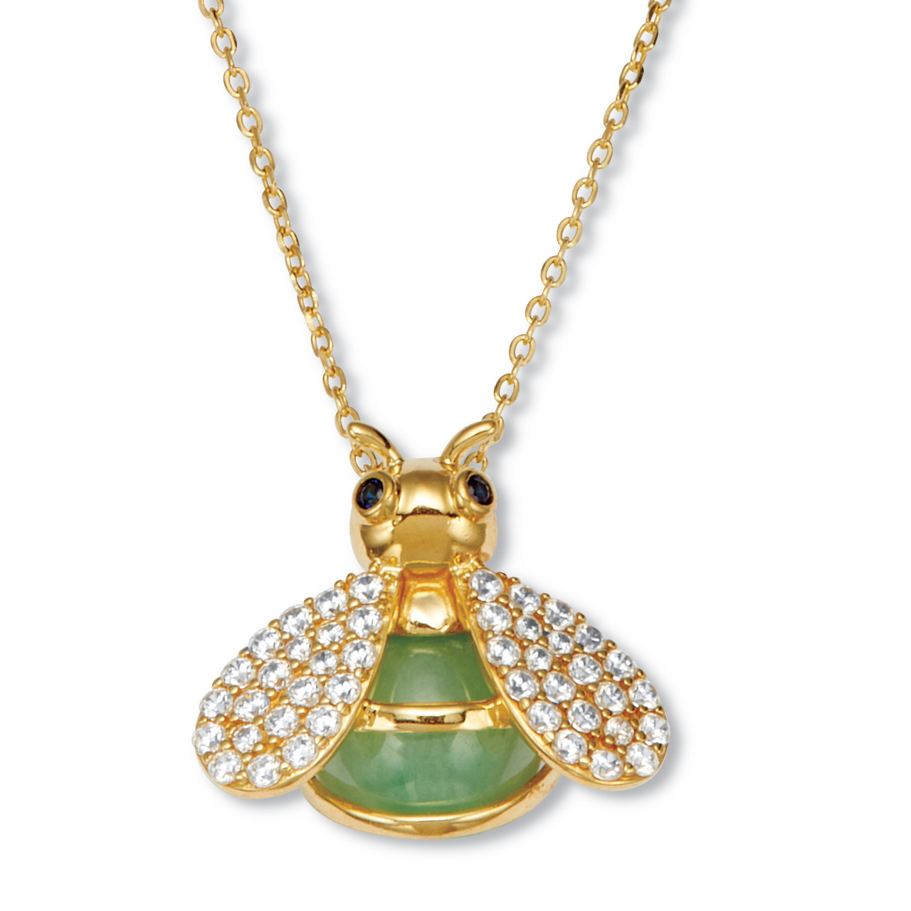 61 TCW Round Cut Cubic Zirconia Genuine Green Jade 18k Yellow Gold