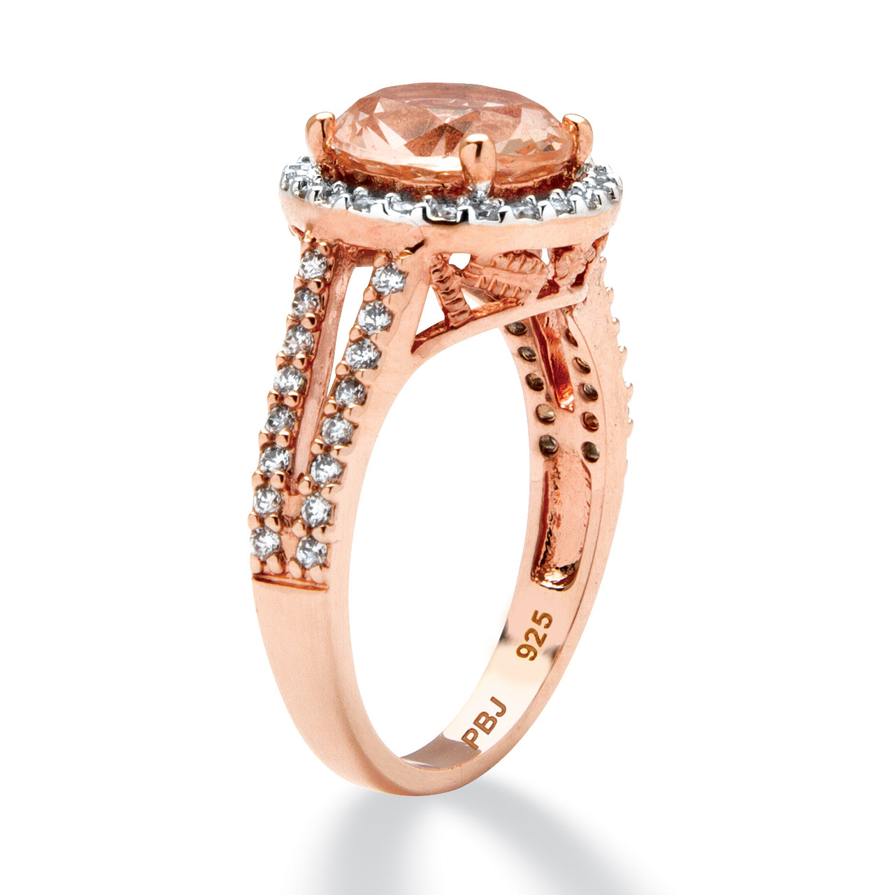 4.25 TCW Simulated Pink Morganite and Cubic Zirconia 18k Rose Gold ...