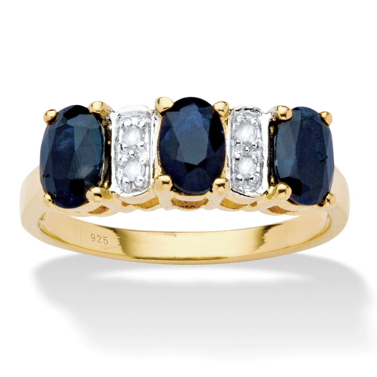 1.86 TCW OvalCut Genuine Blue Sapphire and Diamond Accent Ring in 18k