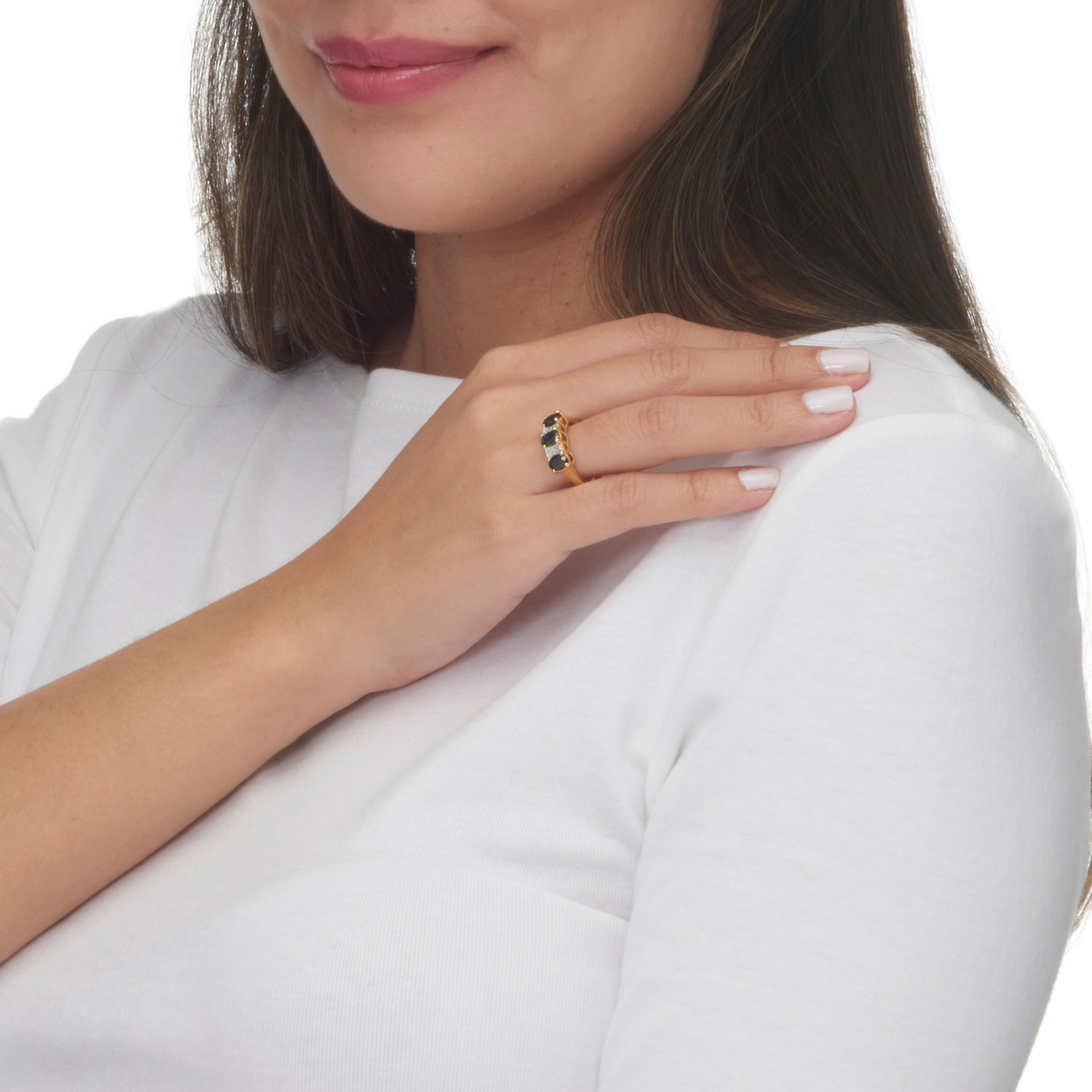 1.86 TCW OvalCut Genuine Blue Sapphire and Diamond Accent Ring in 18k