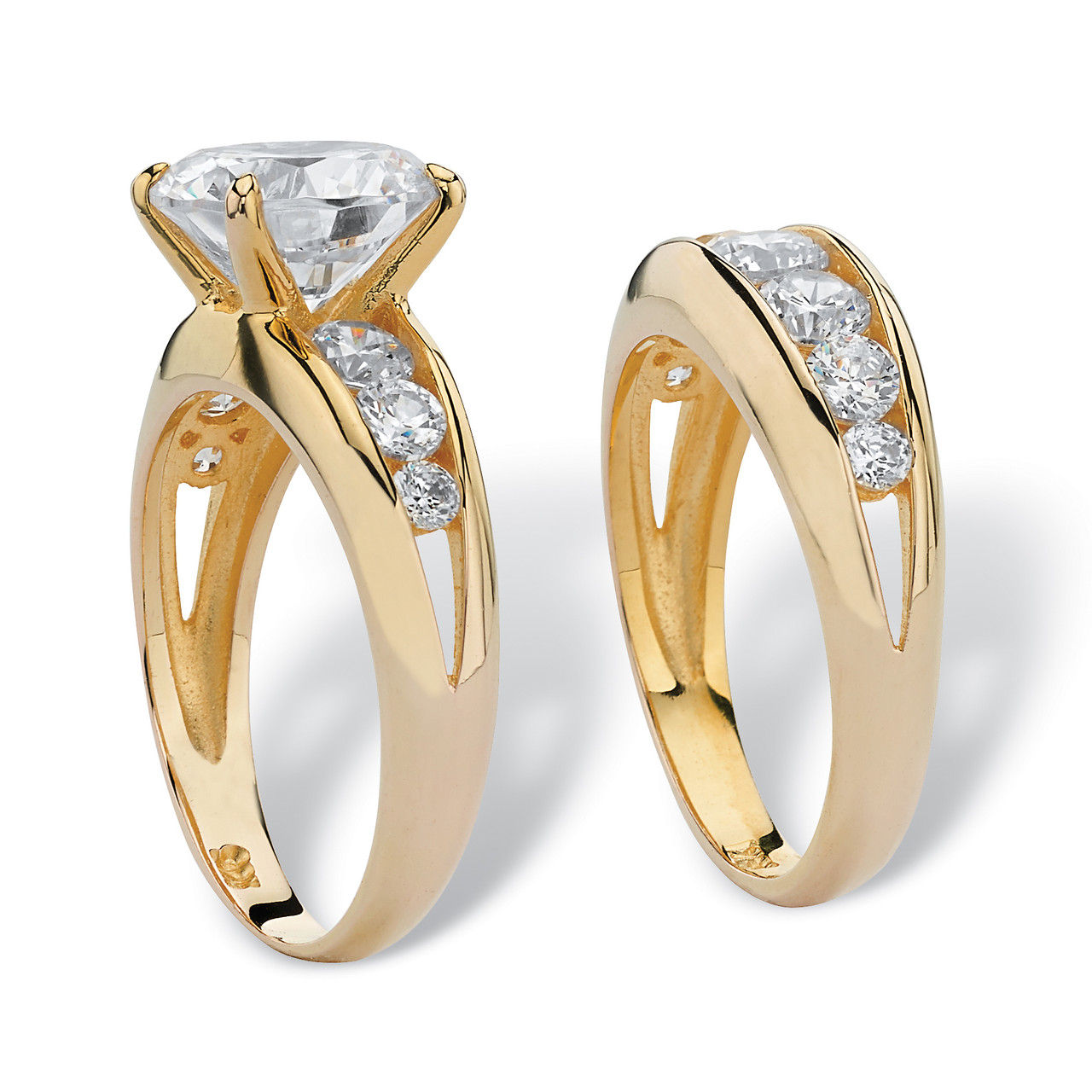 6.09 TCW Round Cubic Zirconia Two-Piece Bridal Ring Set in 14k Gold ...