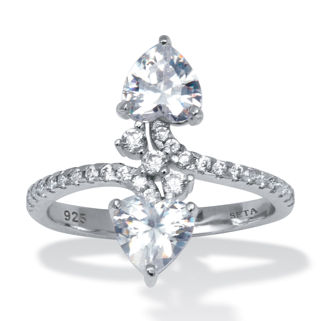 1.92 TCW Heart Shaped Cubic Zirconia Sterling Silver Ring - PalmBeach ...