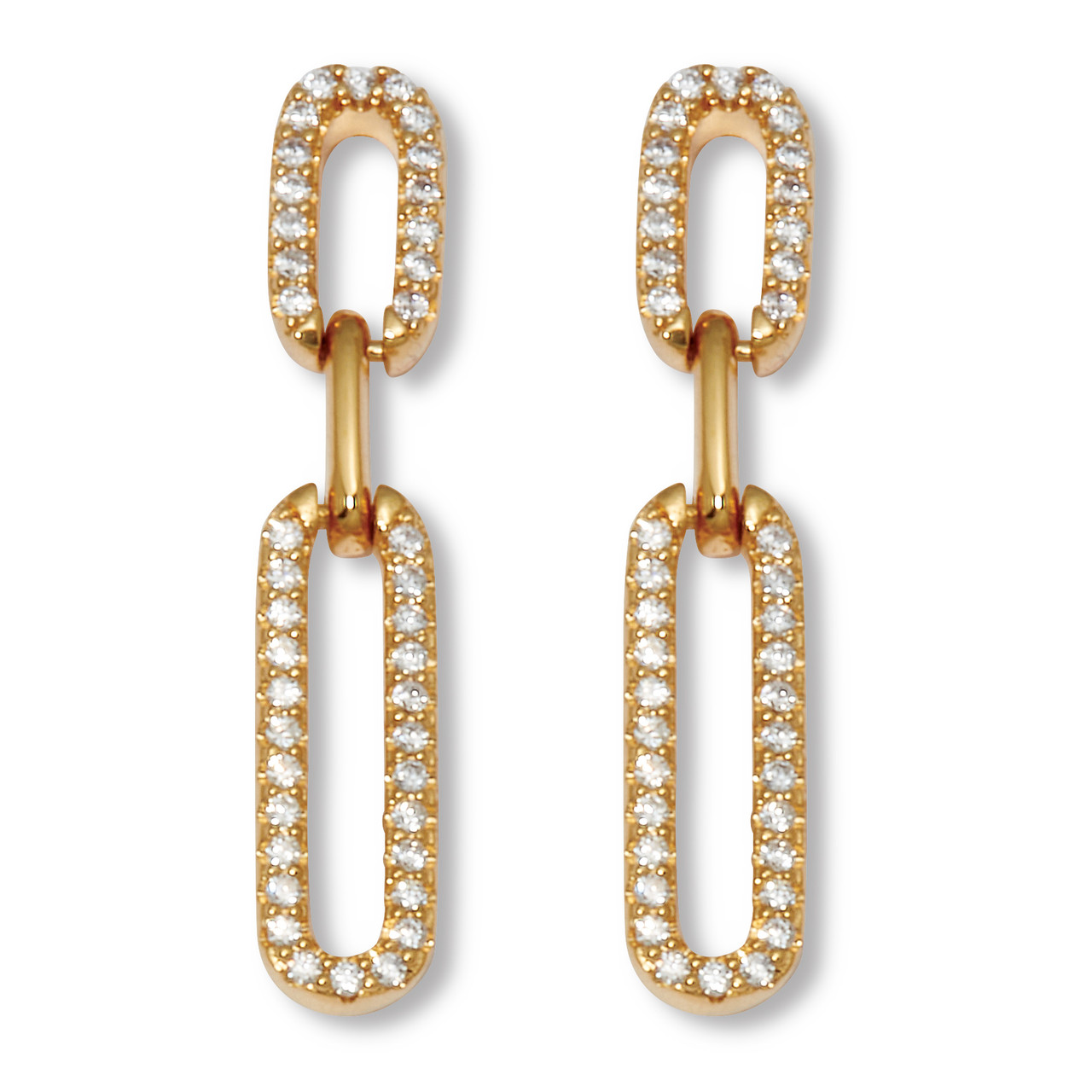 40 TCW Round Cubic Zirconia Yellow Gold-Plated Paperclip Link Drop