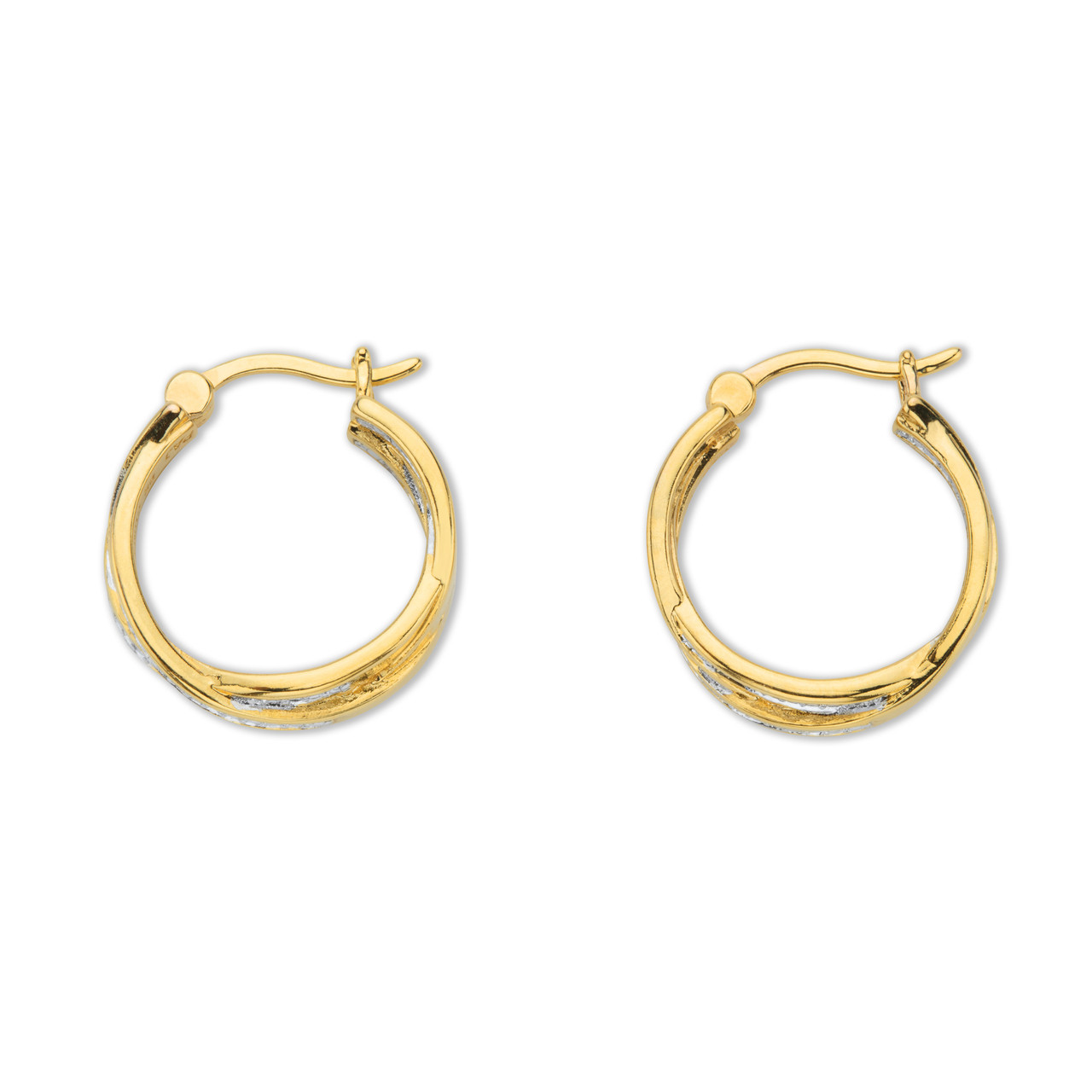 Diamond Accent 18k GoldPlated TwoTone Braided Hoop Earrings 7/8