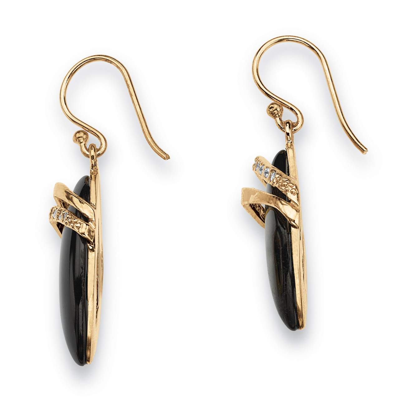ピアス MONIES 8114KG BLACK GOLD (8114KG BLACK GOLD) 16 TCW Genuine Black Onyx and Cubic Zirconia Marquise Drop
