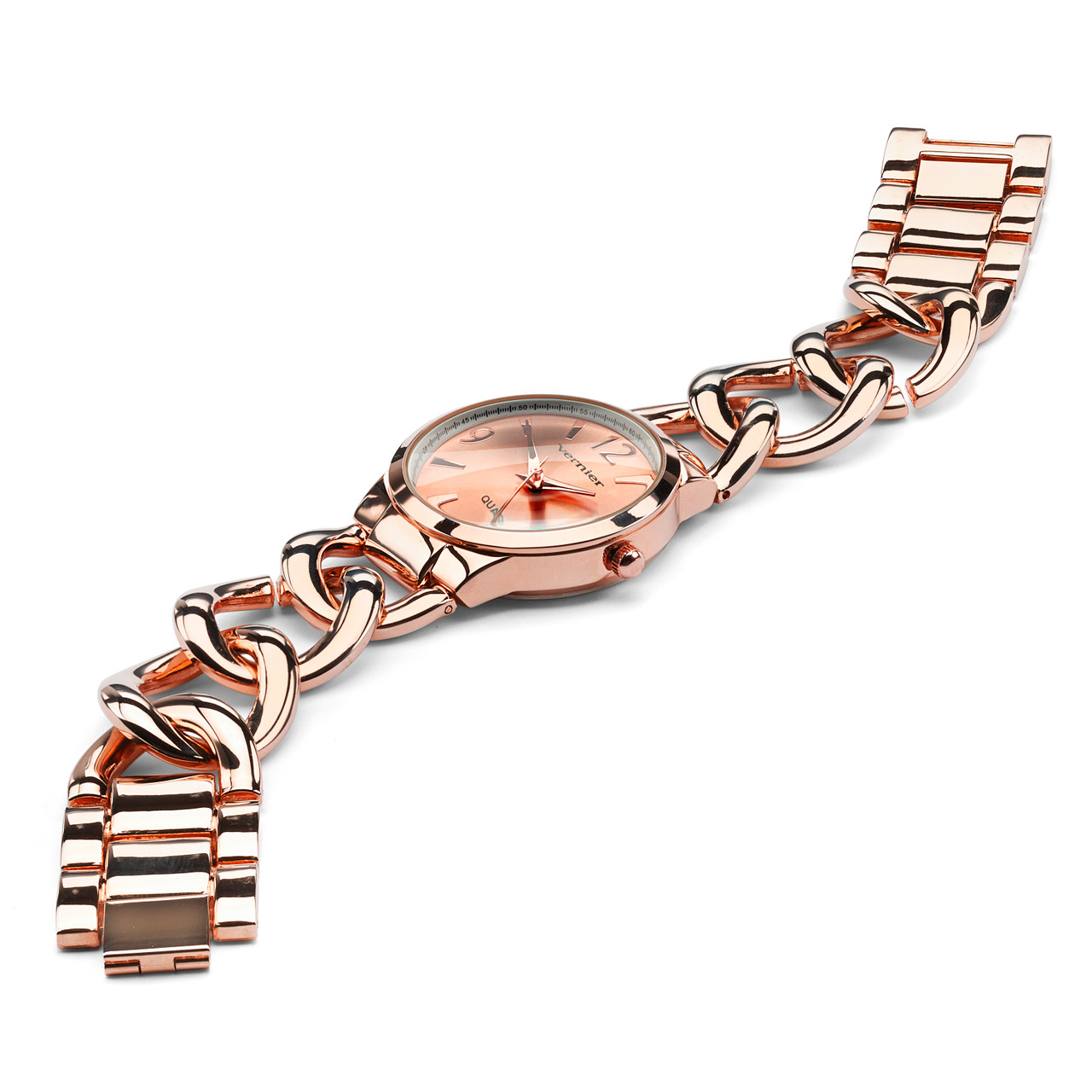 Vernier Curb-Link Watch Rose Gold-Plated Adjustable 7.5 display picture 1