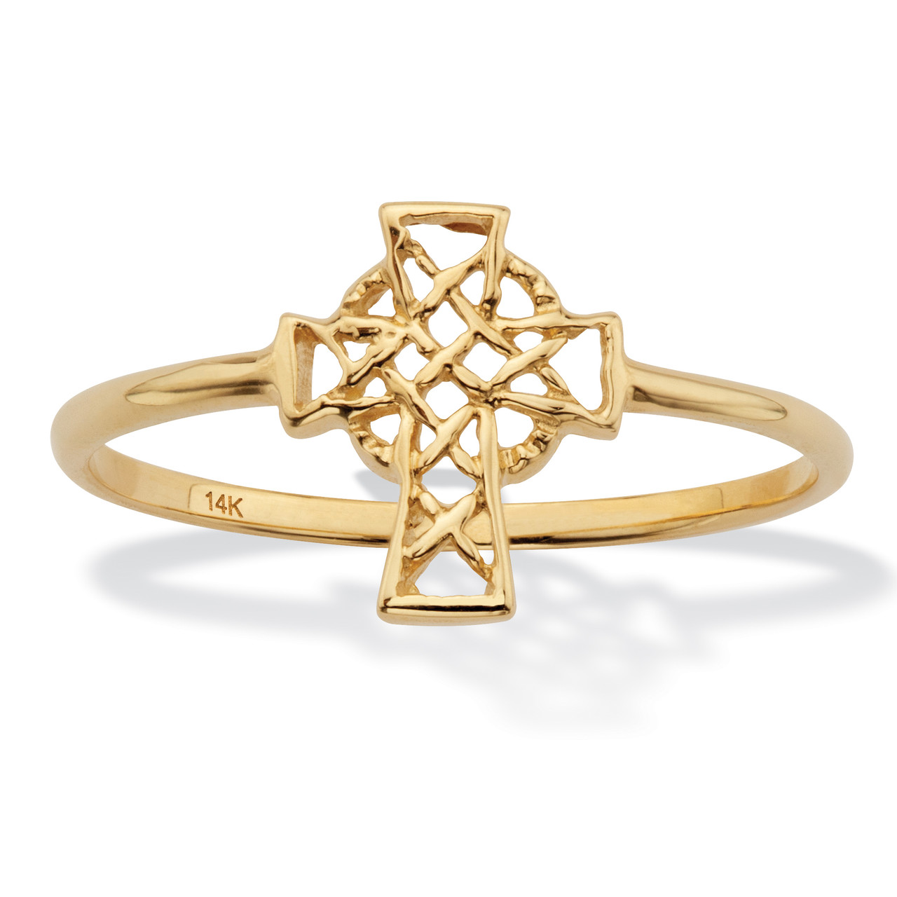 Stackable Celtic Cross Ring Solid 14K Yellow Gold