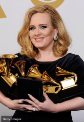 Adele the big winner at Grammy's, wows in black gown