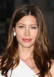 Jessica Biel dons "Justin" necklace