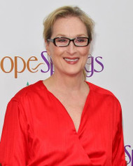 Meryl Streep looks radiant in red