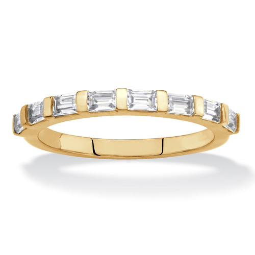 Baguette-Cut White Cubic Zirconia Stackable Ring .80 TCW 18k Gold-Plated