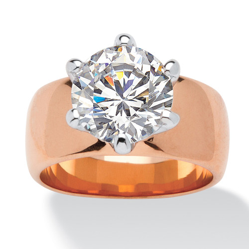 4 TCW Round Cubic Zirconia Solitaire Ring in Rose Gold-Plated