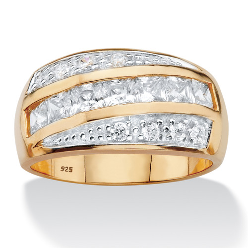 Men's 1.32 TCW Square-Cut Cubic Zirconia 14k Gold-plated Sterling Silver Channel-Set Ring