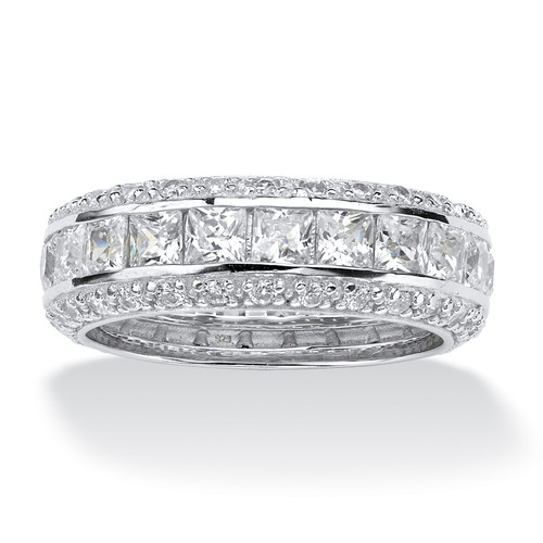 4.17 TCW Princess-Cut CZ Eternity Ring in Platinum over .925 Sterling Silver
