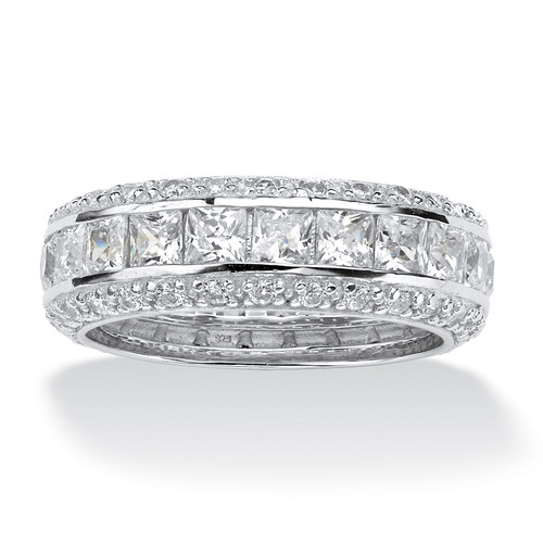 4.17 TCW Princess-Cut CZ Eternity Ring in Platinum-plated Sterling Silver