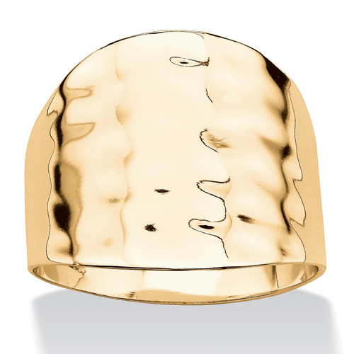 Yellow Gold-Plated Hammered Cigar Band Ring