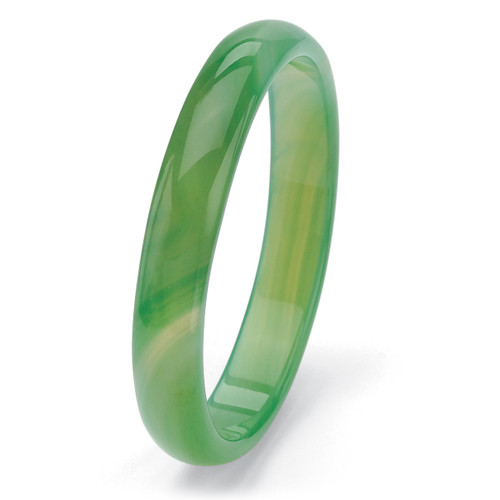 Genuine Green Agate Bangle Bracelet 8.5"