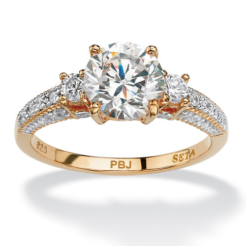 2.38 TCW Round Cubic Zirconia Engagement Anniversary Ring in 14k Gold-plated Sterling Silver