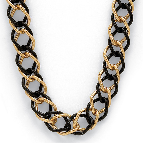 Yellow Goldtone Black Rhodium-Plated Curb-Link Necklace 34"