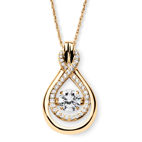 1.25 TCW Round "CZ in Motion" Cubic Zirconia Drop Necklace 14k Gold-plated Sterling Silver 18"