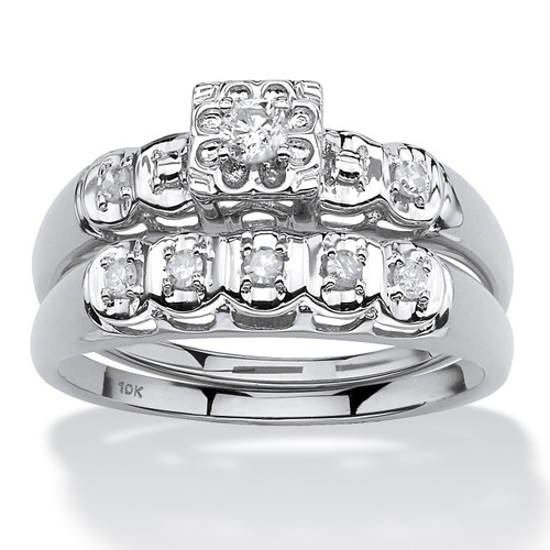 1/4 TCW Round Diamond Two-Piece Bridal Set in 10k White Gold