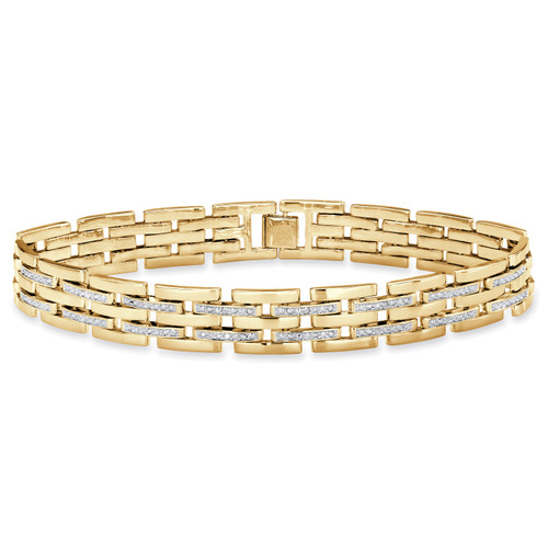 Men's Diamond Accent Bar-Link Bracelet Gold-Plated 9"