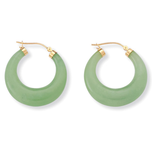 Jade 14k Yellow Gold Hoop Earrings (1")