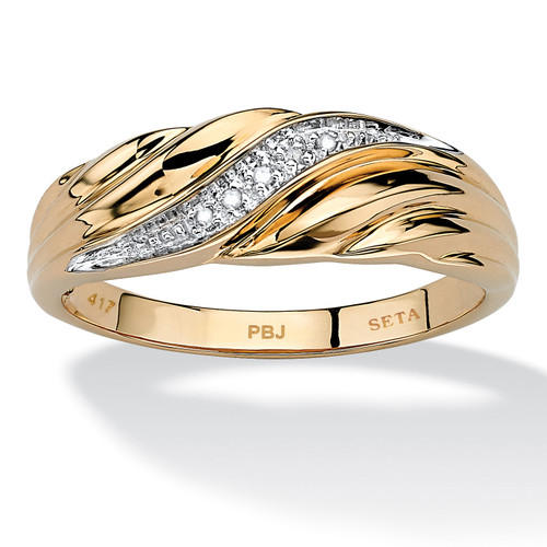 Men's Diamond Accent 10k Yellow Gold Swirled Wedding Band Ring