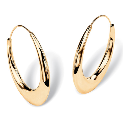 Puffed Hoop Earrings in 18k Yellow Gold-plated Sterling Silver 1 7/8"