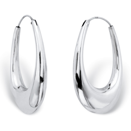 Polished Oval Puffed Hoop Earrings in Hollow Sterling Silver (1 1/8")