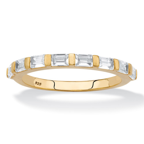 Baguette-Cut White Cubic Zirconia Stackable Ring .80 TCW in 18k Gold-plated Sterling Silver
