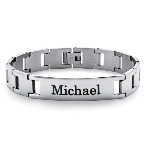 Men's Personalized I.D. Link Bracelet in Stainless Steel 8.5"
