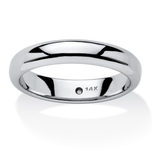 14k White Gold Ultra-Lightweight Nano Diamond Resin Filled Wedding Band (4mm) Sizes 6-12