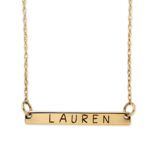 Personalized ID Name Bar Necklace in Gold-plated Sterling Silver 18"