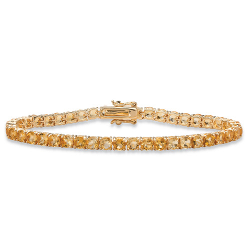 8.60 TCW Round Genuine Yellow Citrine Tennis Bracelet Yellow Gold-Plated 7.25"