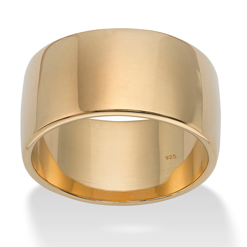 Polished Wedding Band in 14k Gold over .925 Sterling Silver (11.5mm) Sizes 5-16