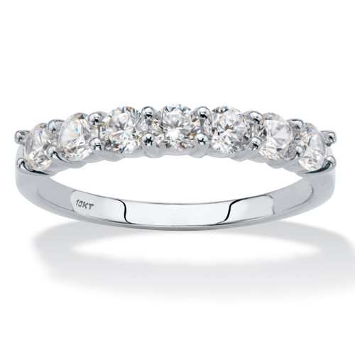 Round Cubic Zirconia Single Row Band .70 TCW in Solid 10k White Gold