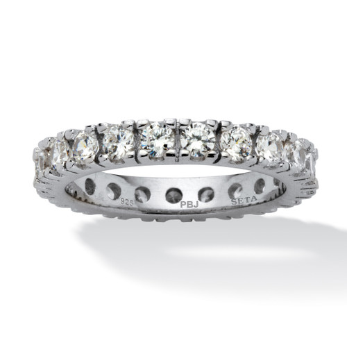 2 TCW Round Cubic Zirconia Eternity Band in Sterling Silver