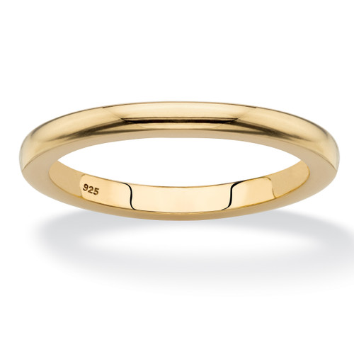 Polished Wedding Ring Band in 18k Yellow Gold over Sterling Silver 2mm