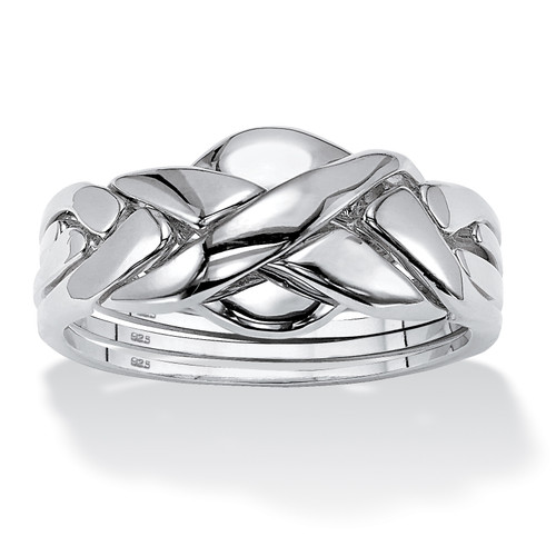 Commitment Symbol Puzzle Ring in Platinum-plated Sterling Silver