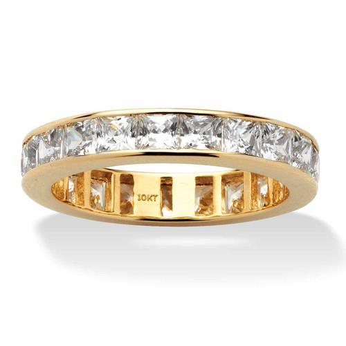 5.29 TCW Princess-Cut Cubic Zirconia Eternity Channel Band in Solid 10k Yellow Gold