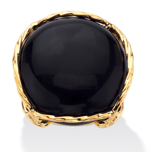 Genuine Black Onyx Gold-Plated Cabochon Pillow Ring