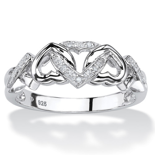 Diamond Accent Interlocking Hearts Promise Ring in Platinum over Sterling Silver