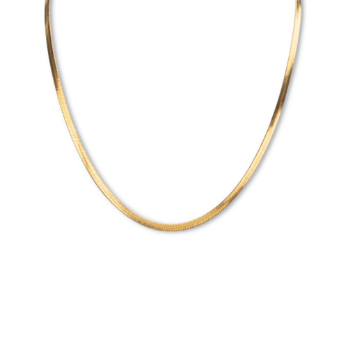 Herringbone Chain Necklace Gold Ion-Plated Stainless Steel 18" Length 2 1/2" Extender 3mm